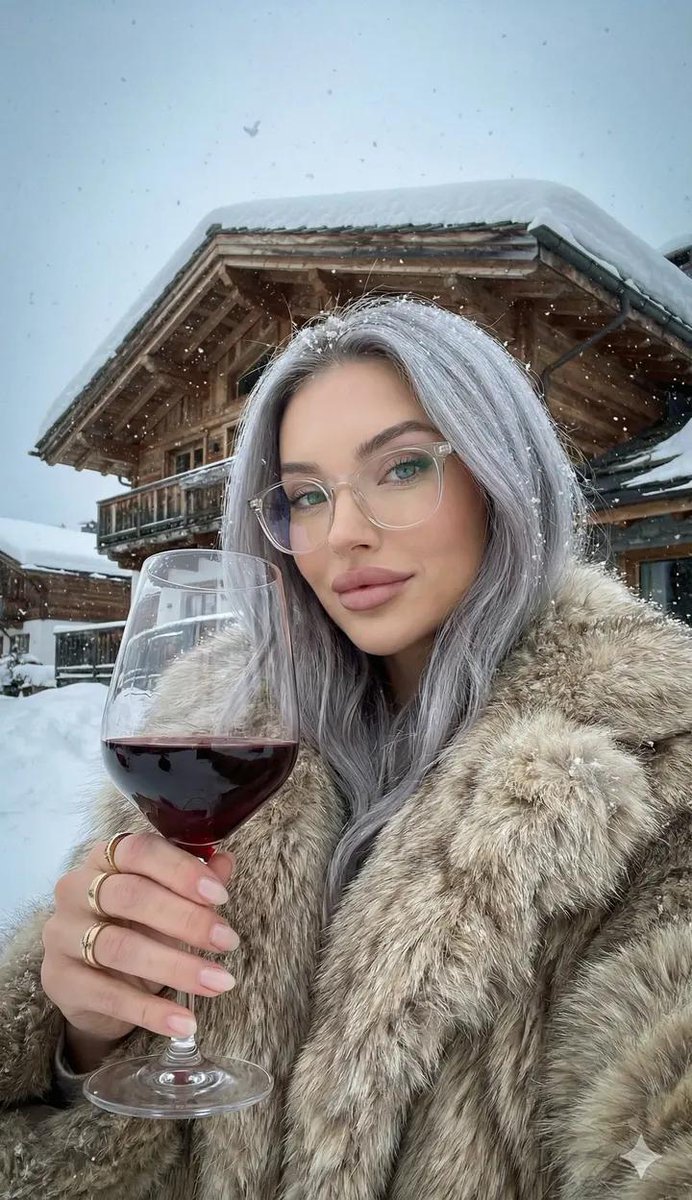 Cinematic Selfie with Mountain Chalet in Snow