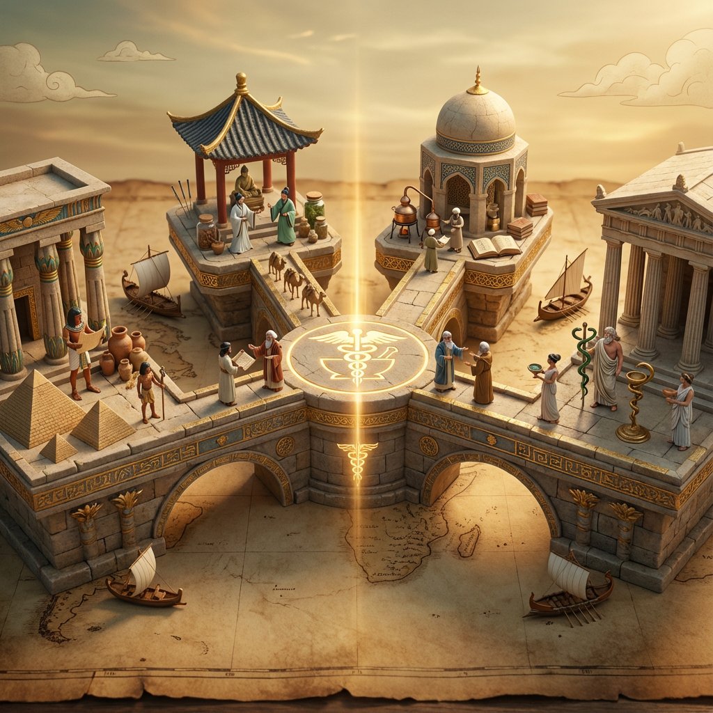 Ancient Civilization Bridge Structure Illustration