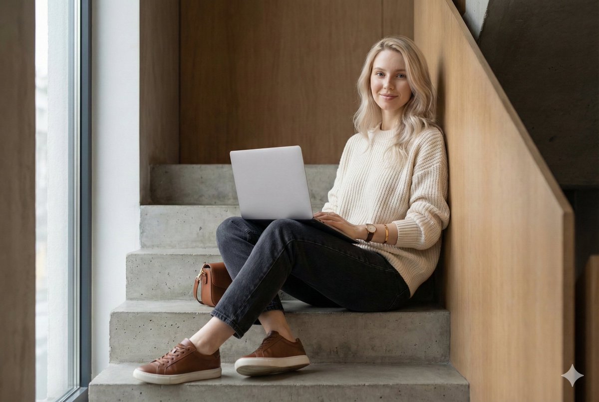 Woman on an Indoor Staircase