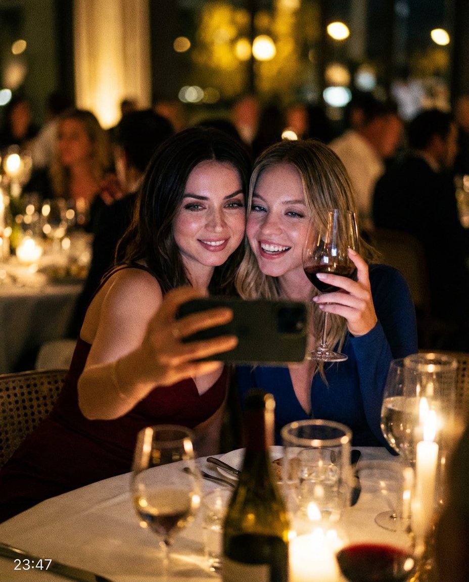 Ana de Armas vs Sydney Sweeney Night Out Selfie Comparison