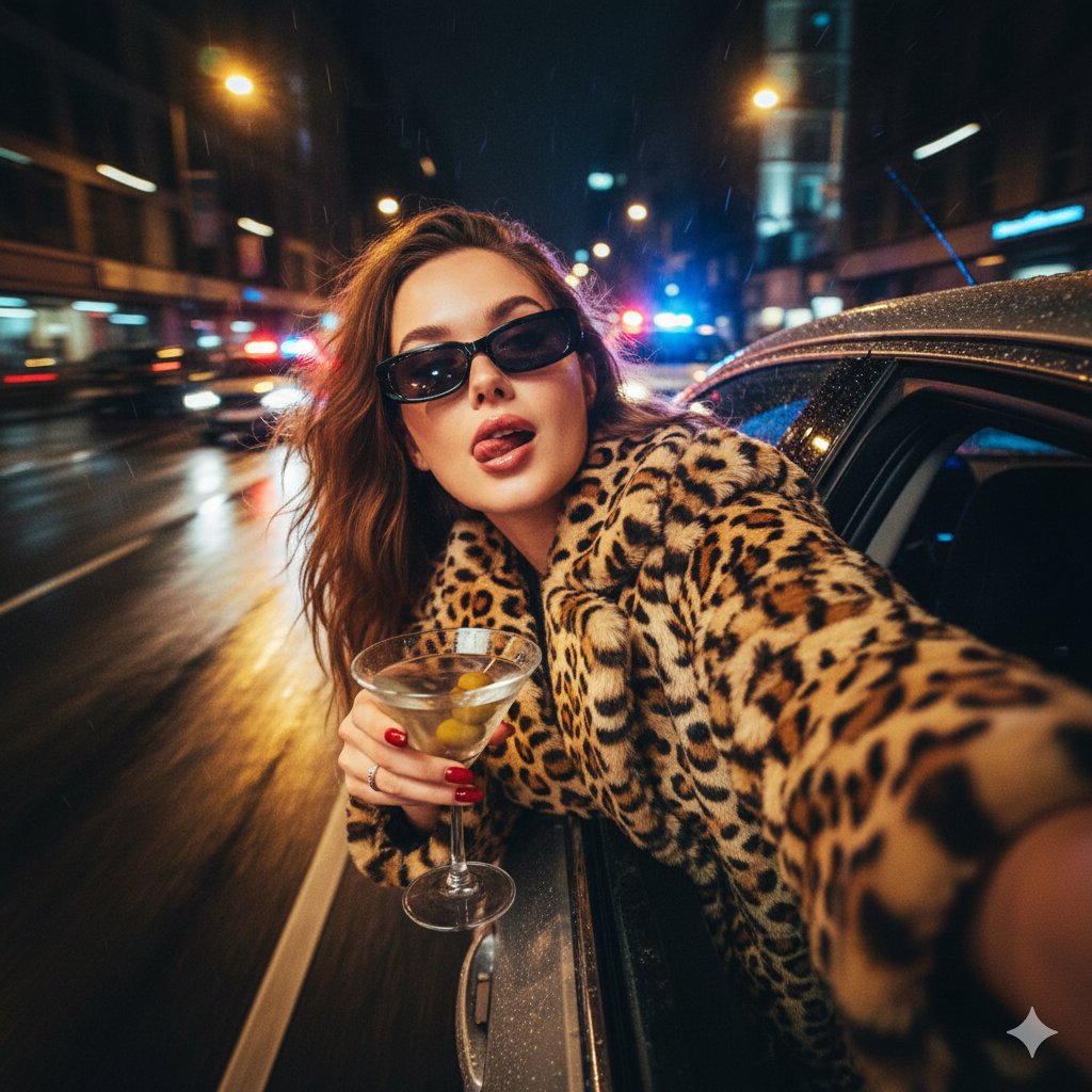 Cinematic Night Street Selfie During a High-Speed Escape