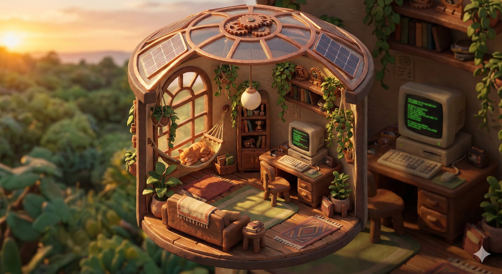 Nano Banana Pro - Solarpunk Miniature Room Diorama