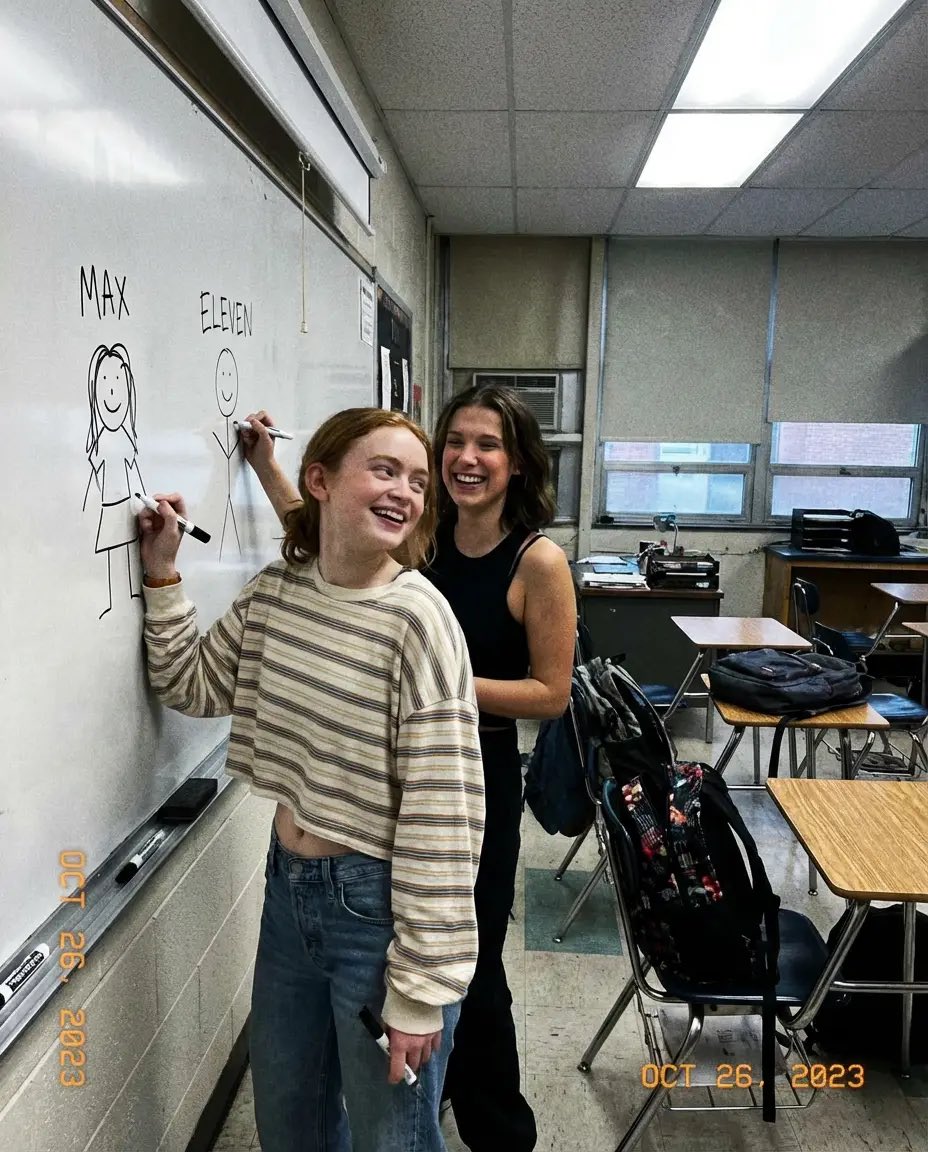 Millie Bobby Brown and Sadie Sink's Joyful Classroom Moment