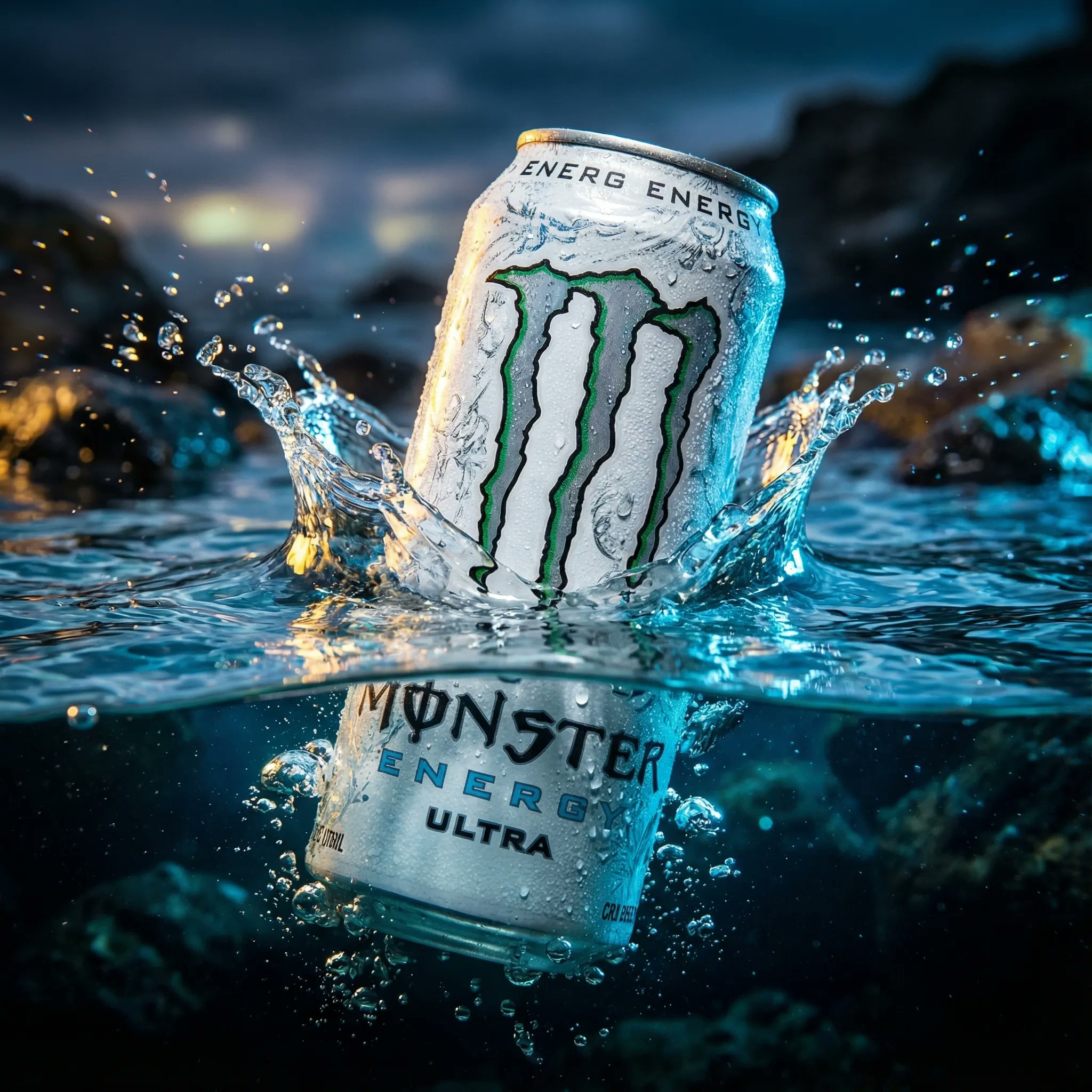 White Monster Ultra Energy Drink Ad-style Image