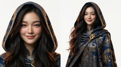 Nano Banana Pro Prompt: Side-by-Side Photo of Female Character Design