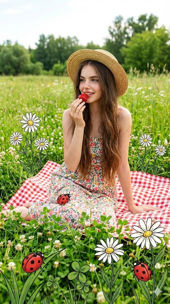 Lush Meadow Picnic Scene