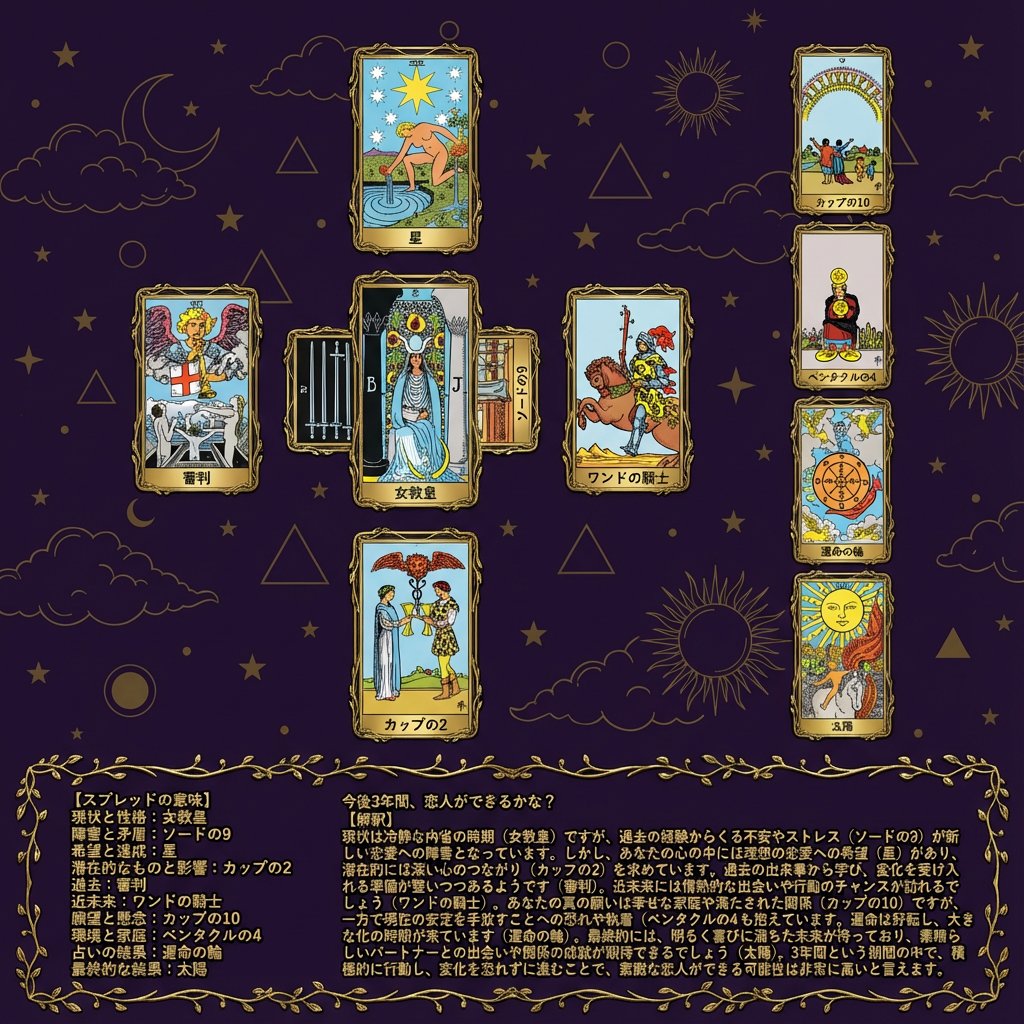 Celtic Cross Tarot Spread Illustration