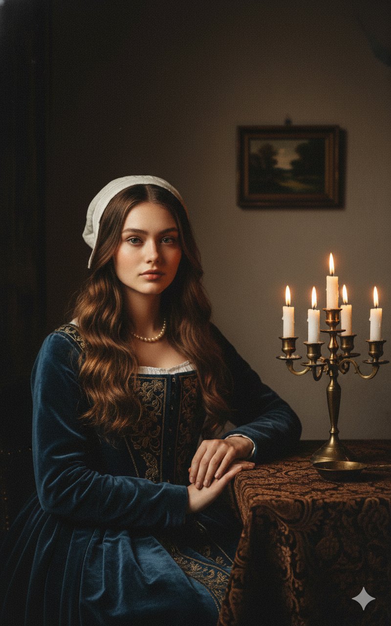 15th Century Vermeer Style Cinematic Portrait