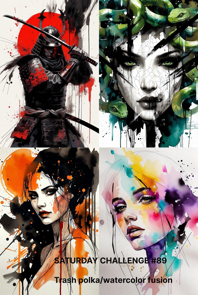 Saturday Challenge #89: Trash Polka/Watercolor Fusion