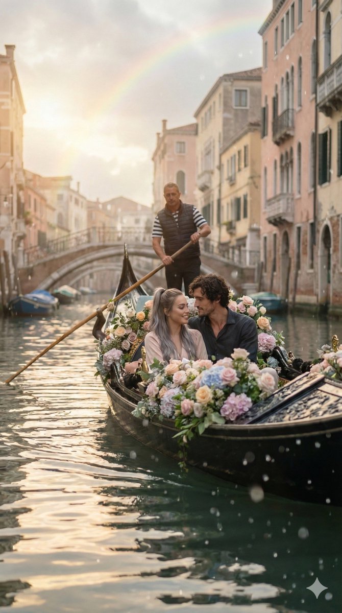 Venetian Canal Romantic Night Scene