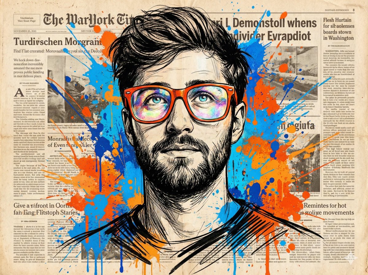 Vibrant Expressive Portrait of a Man Looking Upward