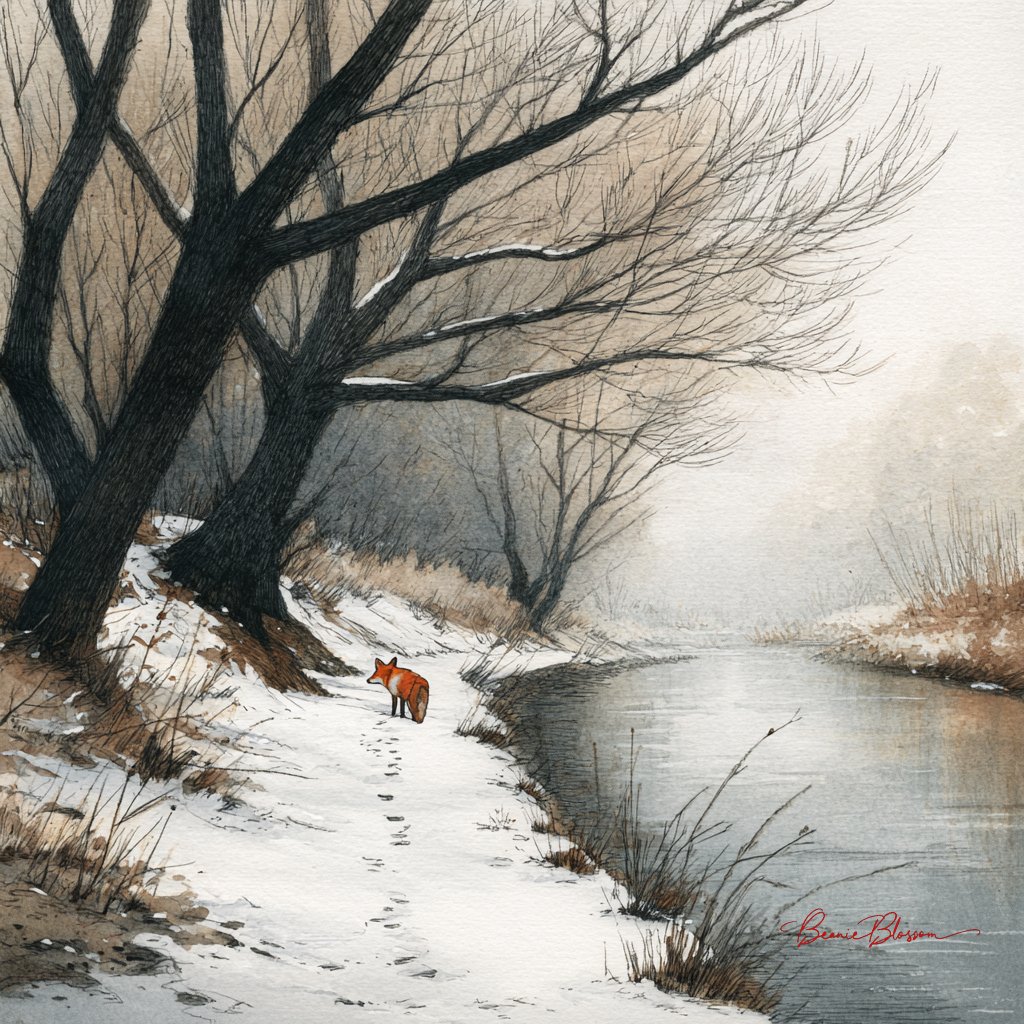 Riverside Path in the First Snow