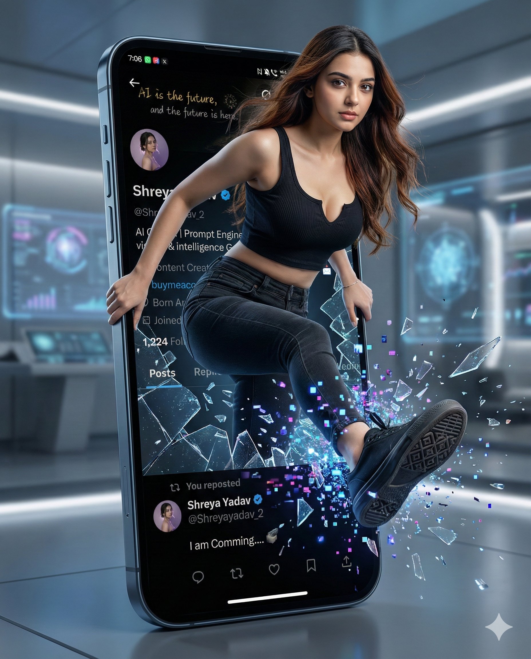 Confident Woman Stepping Out of the Screen into 2026