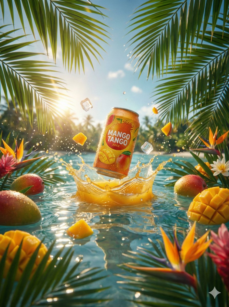 Dynamic Burst of MANGO TANGO JUICE Can