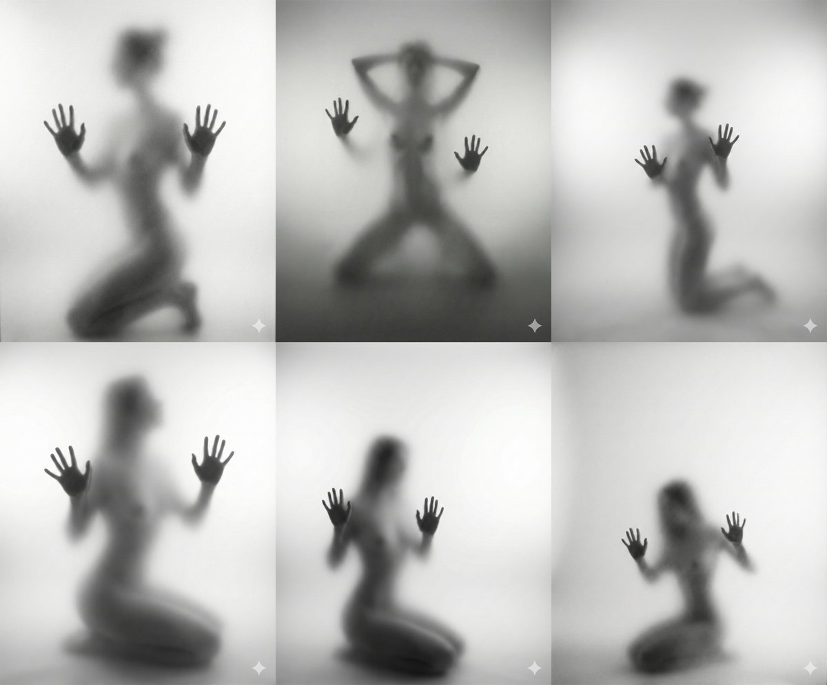 Abstract Black and White Photography of a Human Silhouette Through Frosted Glass