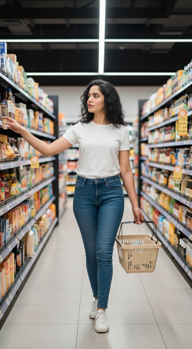 Modern Supermarket Shopping Scene