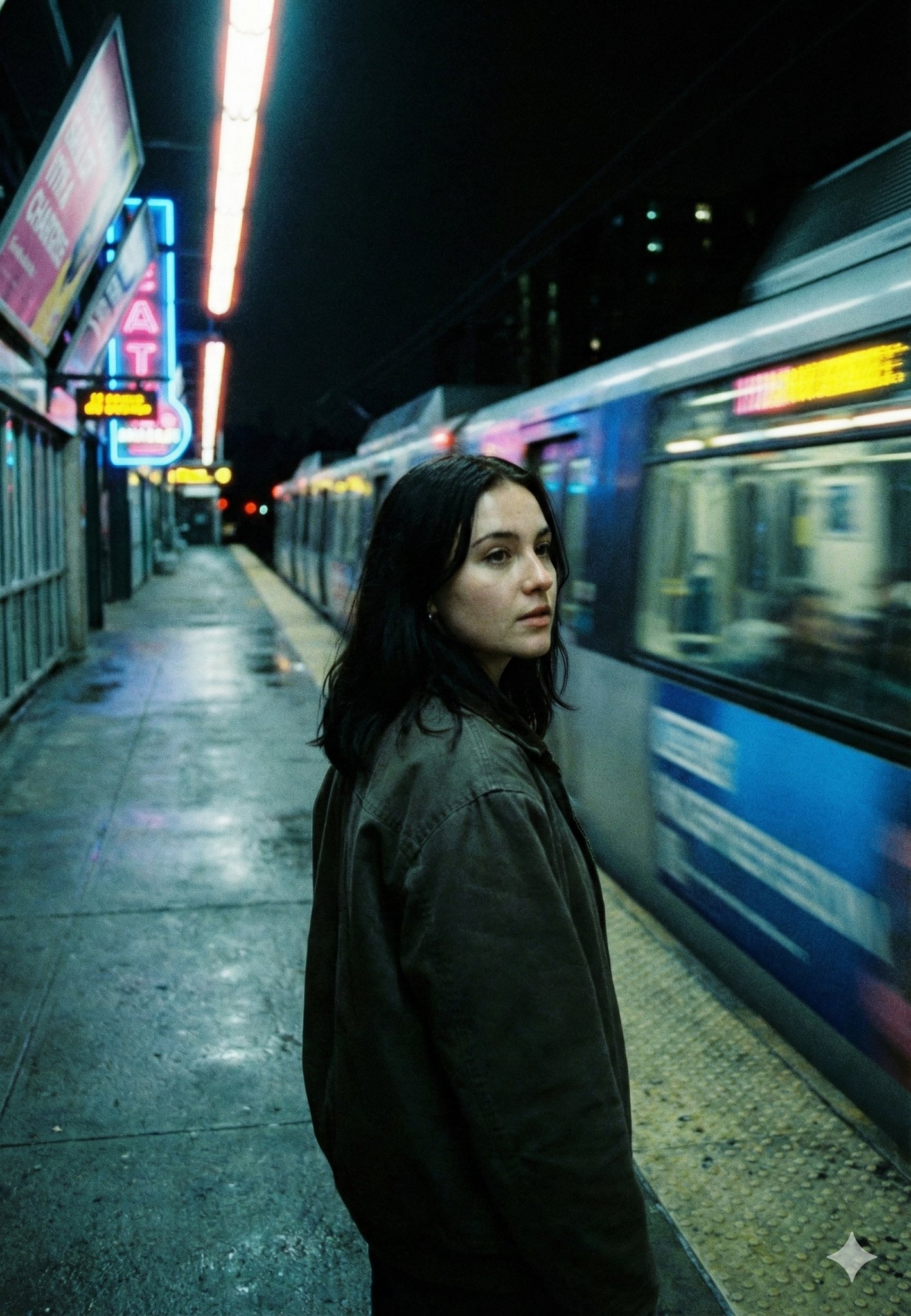 She Waits While the City Moves