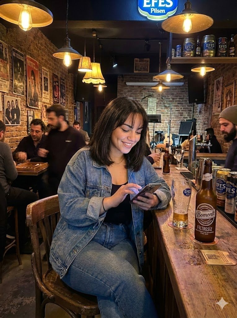 Warm, Dimly Lit Pub Interior Candid Shot