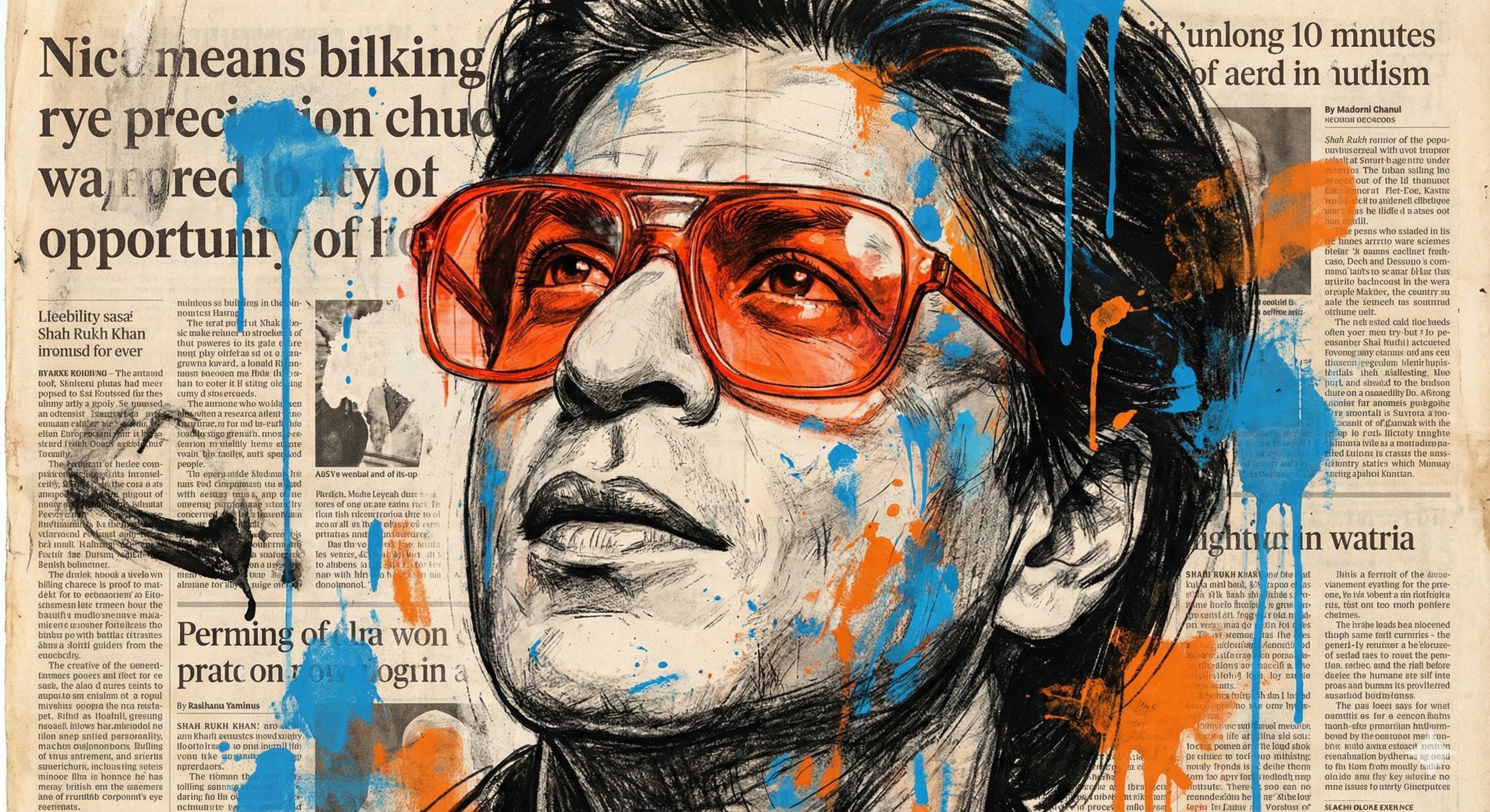 Vibrant Expressive Portrait of [NAME] with Oversized Glasses