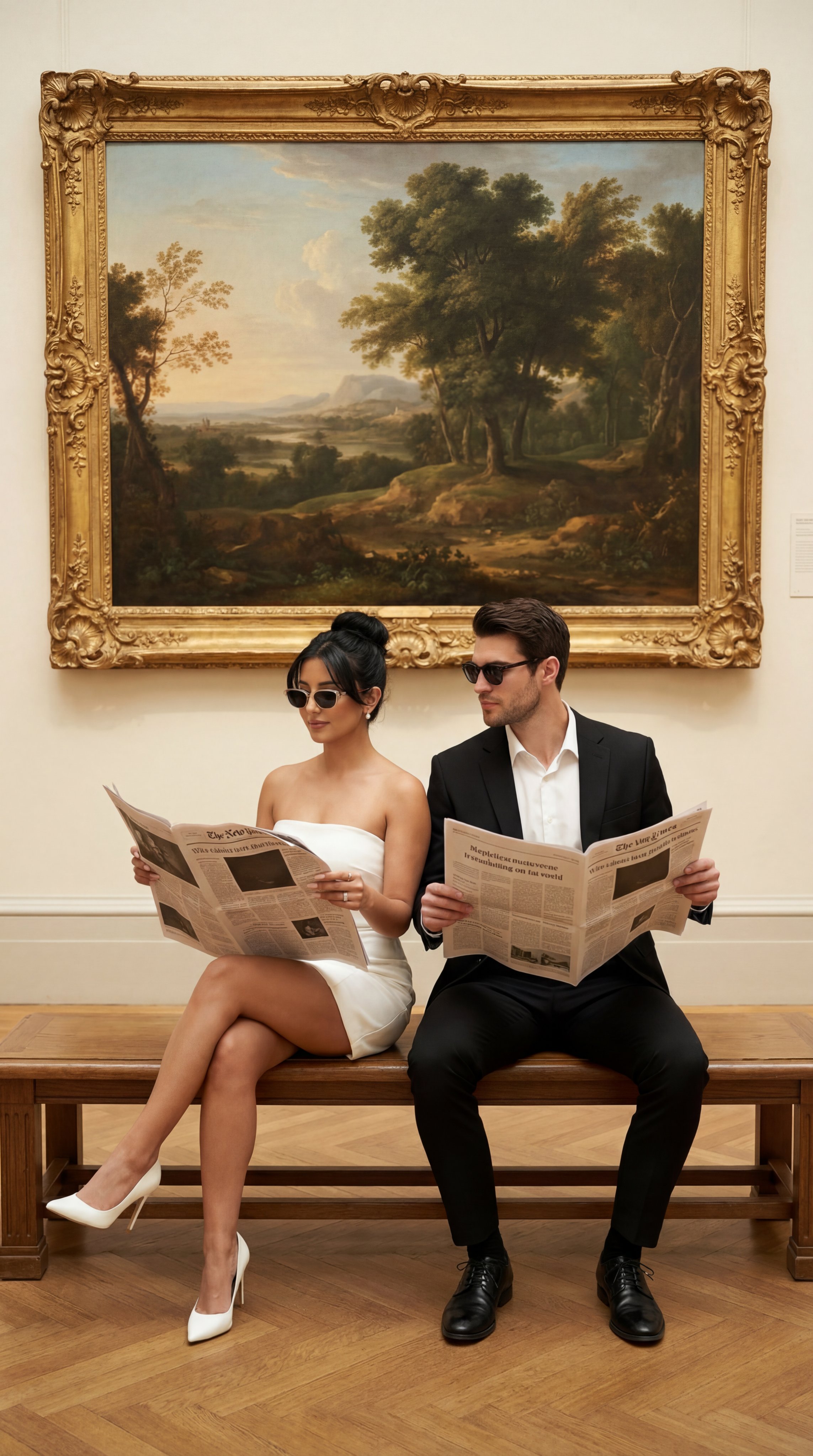 High-End Art Museum Fashion Couple