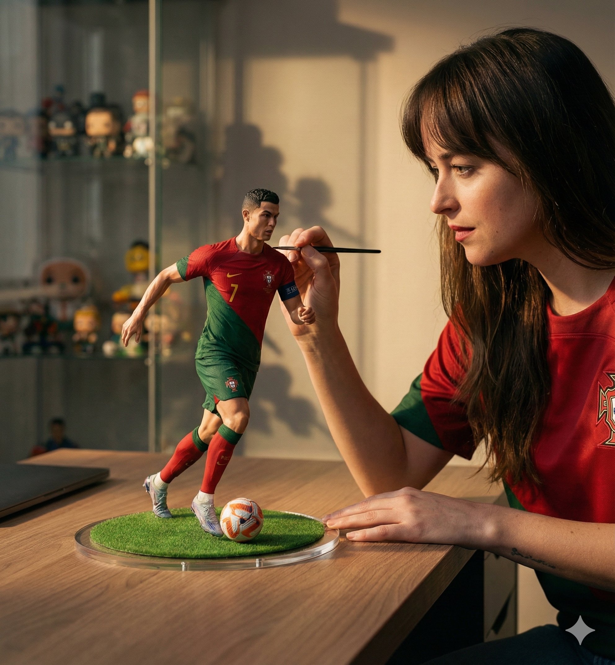 Cristiano Ronaldo Miniature Football Figurine Painting Scene