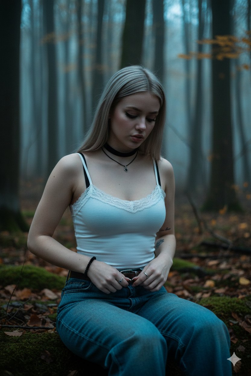 Introspective Woman in the Fog