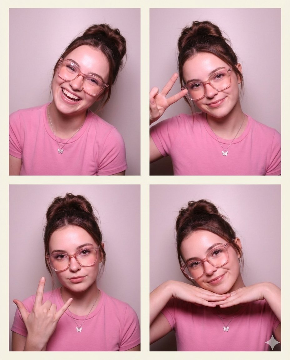 Beautiful Young Woman 4-Panel Portrait
