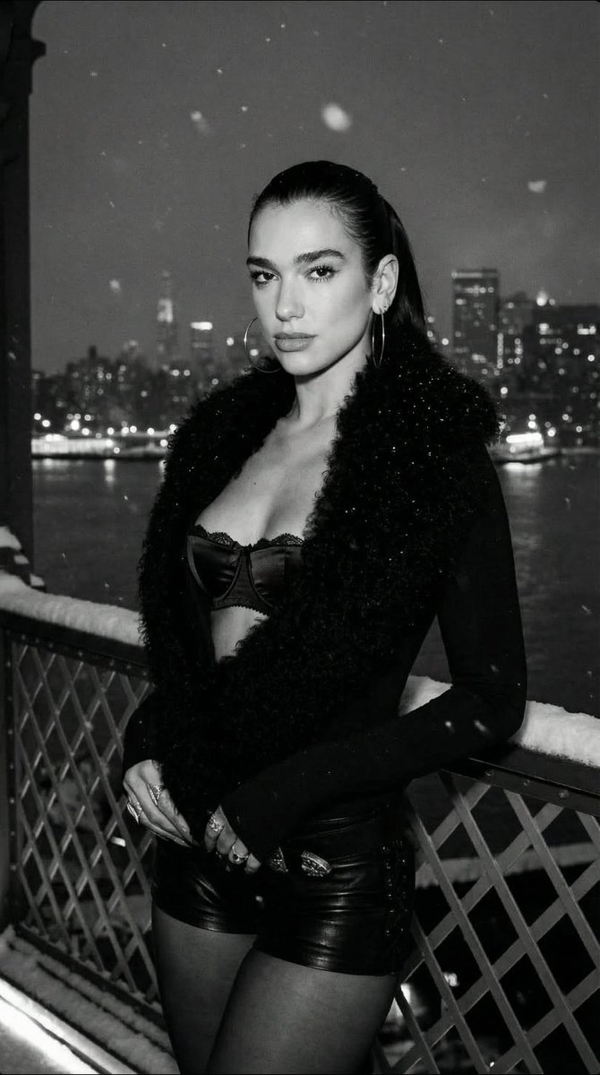 Dua Lipa Nighttime Snow New York City Editorial