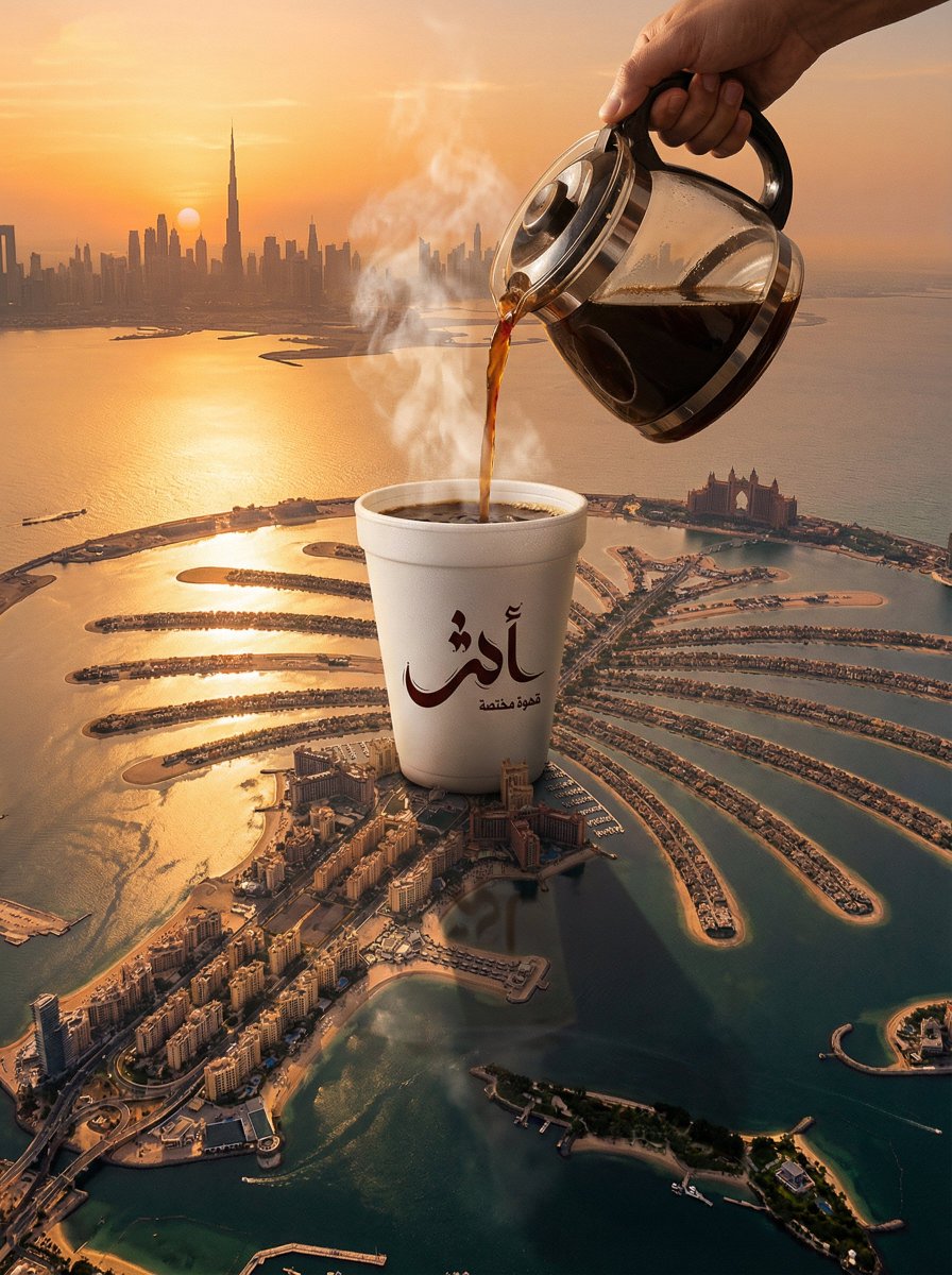 Aerial View of Surreal Scene on Palm Jumeirah, Dubai