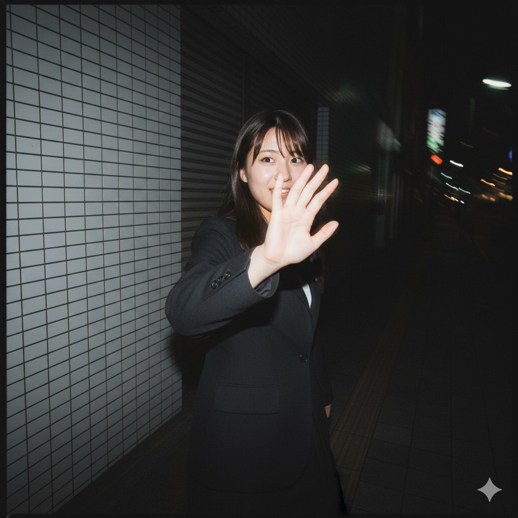 Candid Evening Encounter on a Tokyo Sidewalk