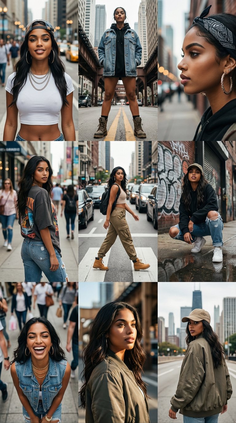 Cinematic Realistic Street Portrait Grid