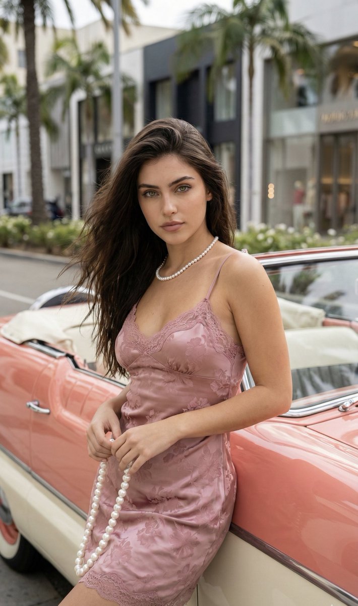 Fashion Photography: Young Lady with Vintage Convertible Car