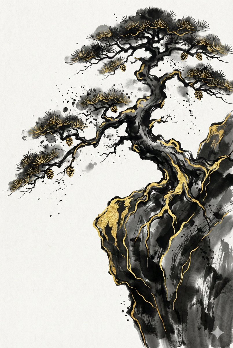 Ink and Gold箔: A博弈 of Material Extremes