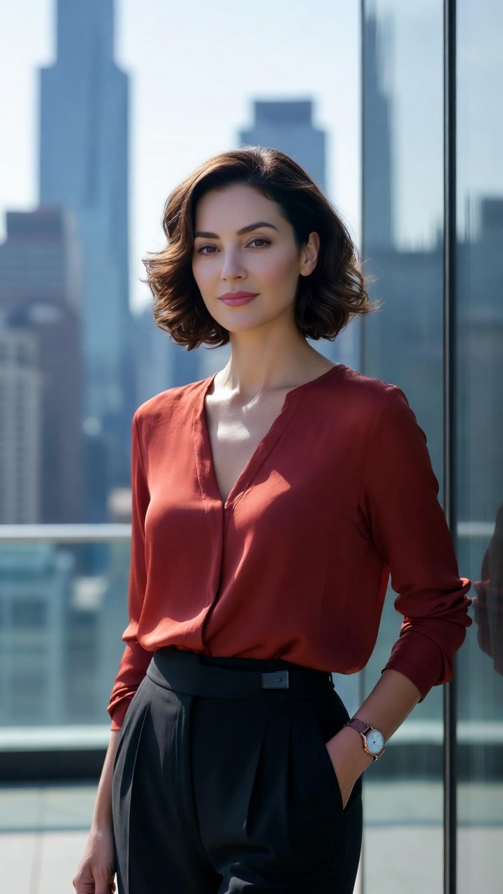 Soft Glam Executive Portrait, People, nanoBanana-Pro, Realistic Lighting, Elegant Pose reference image, image 2 of 4
