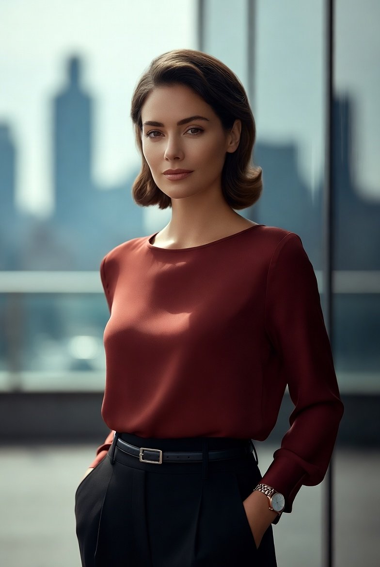 Soft Glam Executive Portrait, People, nanoBanana-Pro, Realistic Lighting, Elegant Pose reference image, image 3 of 4