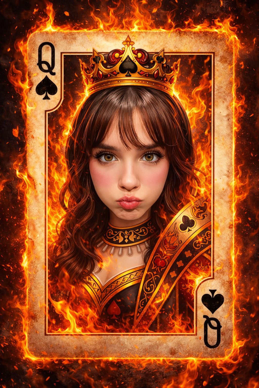 Cyberpunk Fire and Anime Queen of Spades