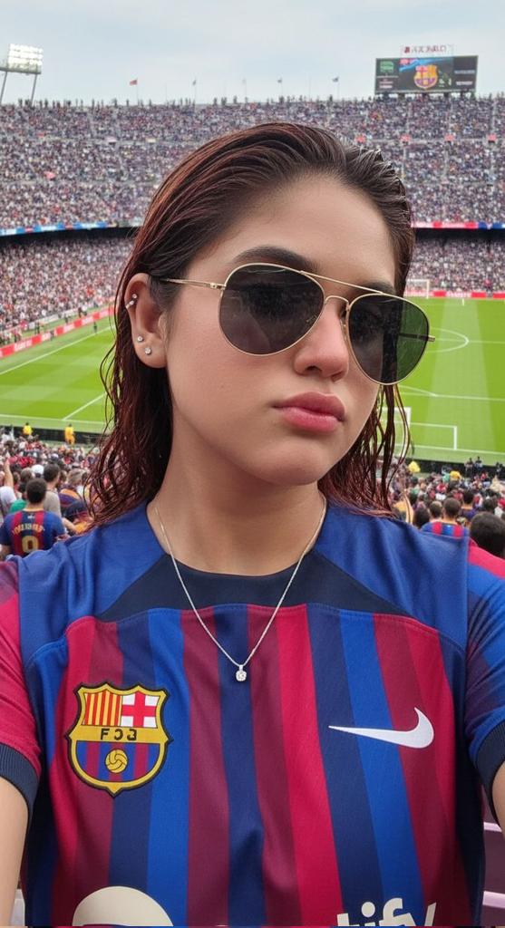 Confident Moment at the Football Stadium