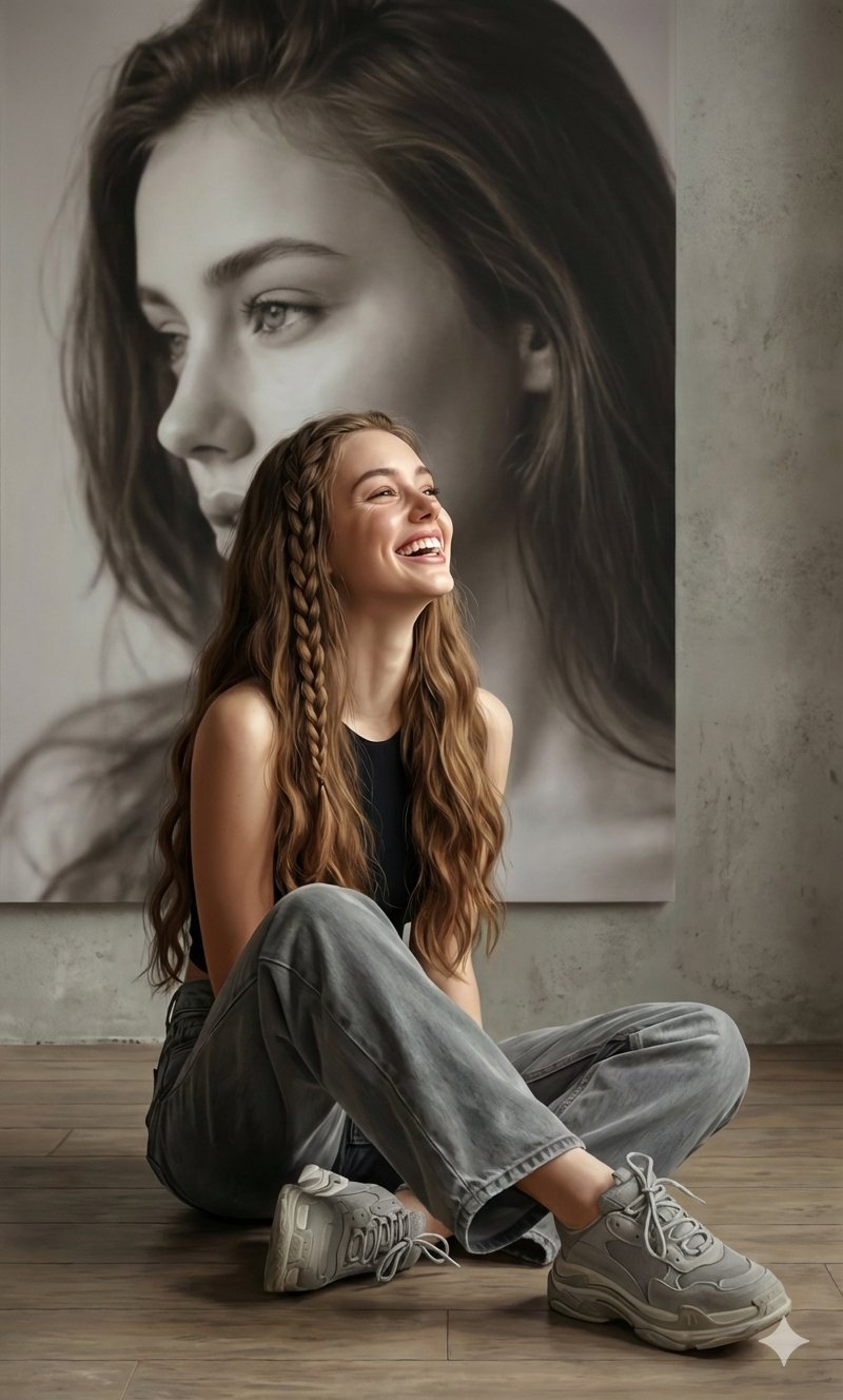 Modern Fashionable Female Half-Length Portrait