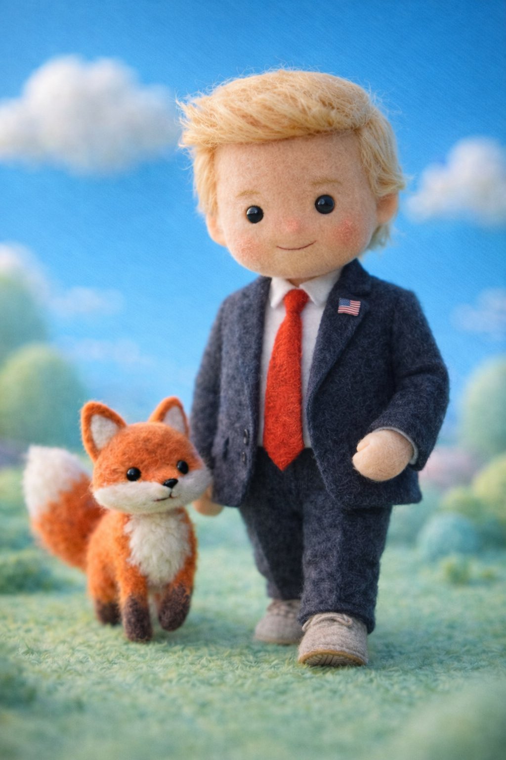 Celebrity Soft Wool Doll Illustration, Illustration, nanoBanana-Pro, Macro Photography, Cinematic Composition reference image, image 4 of 4