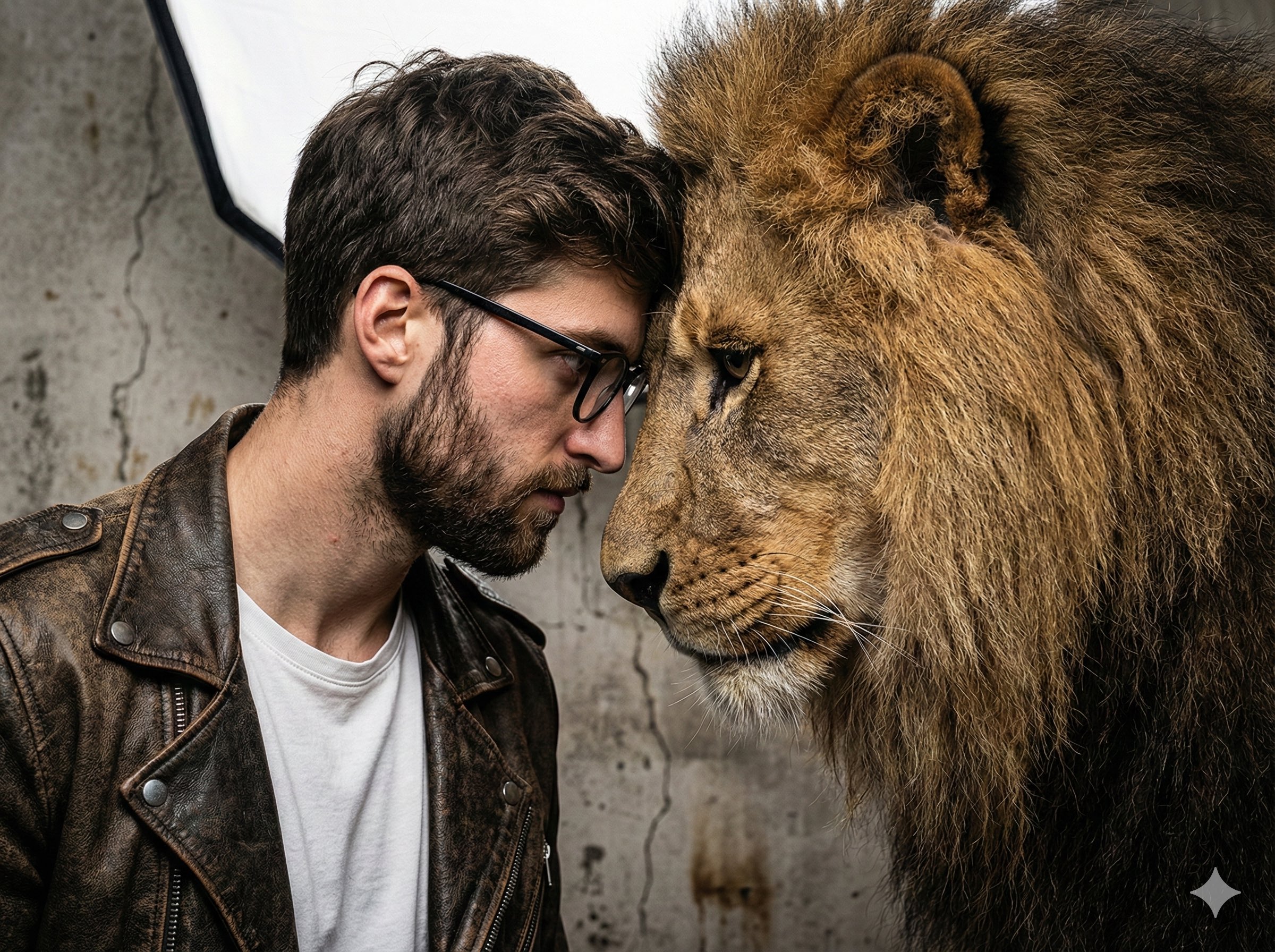 Gemini Nano Banana Pro - Portrait of a Man with a Lion