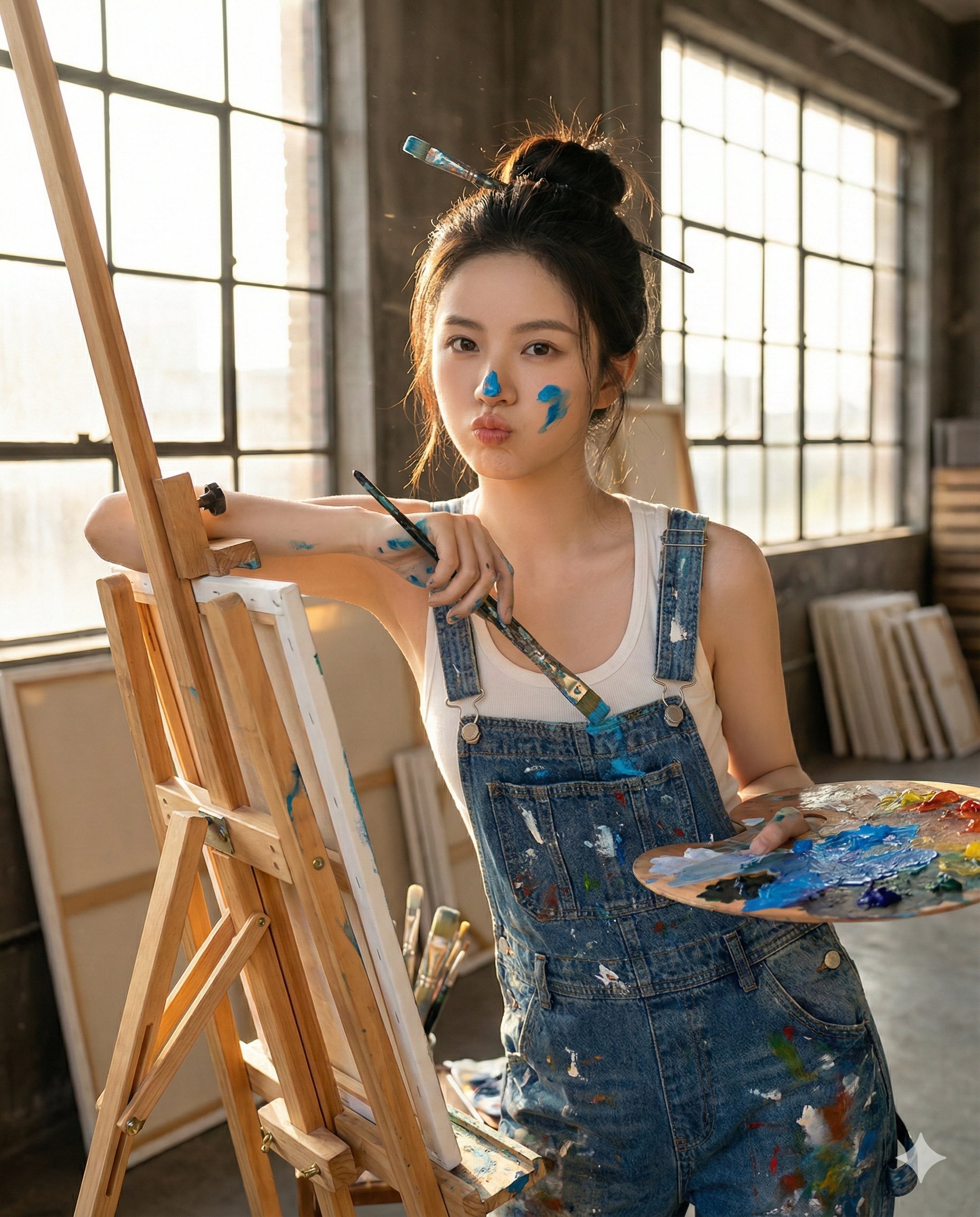 Pouting Oil Painting Girl