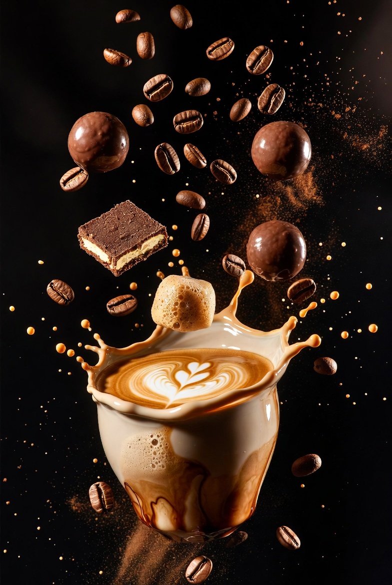 Mouth-Watering Coffee and Chocolate Display, Food, nanoBanana-Pro, High-Contrast Lighting, Studio Photography reference image, image 2 of 2