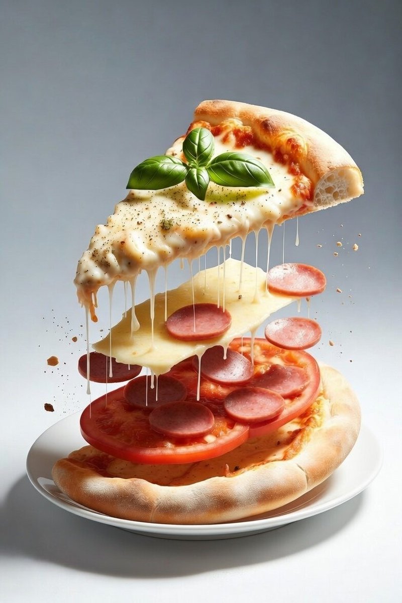 Deconstructed Floating Pizza Composition