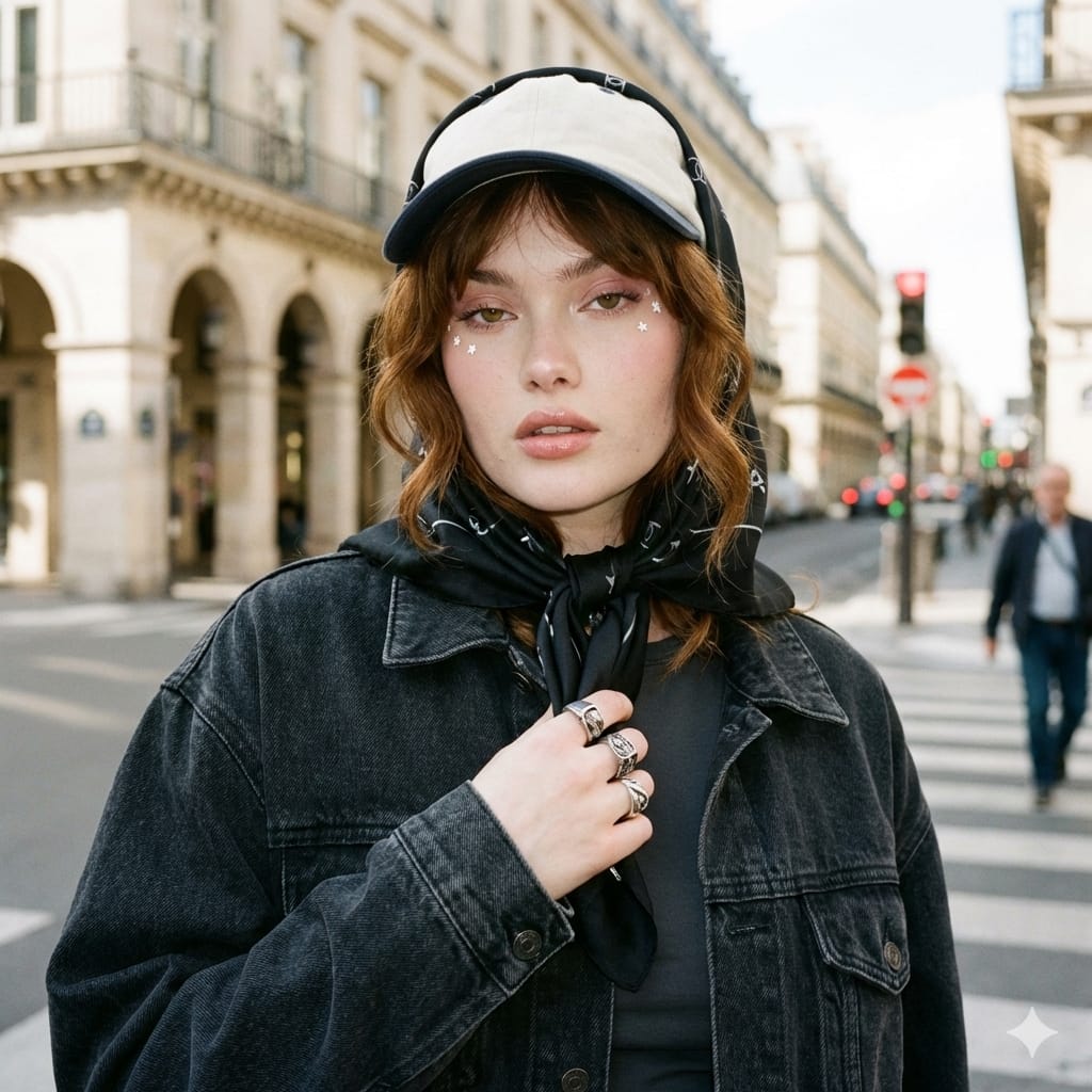 Ultra-Realistic High-Fashion Street Style Editorial Portrait of a Mysterious Woman