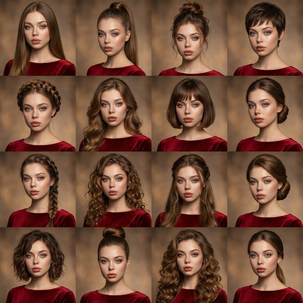 High-Quality Photo Collage with Multiple Hairstyles