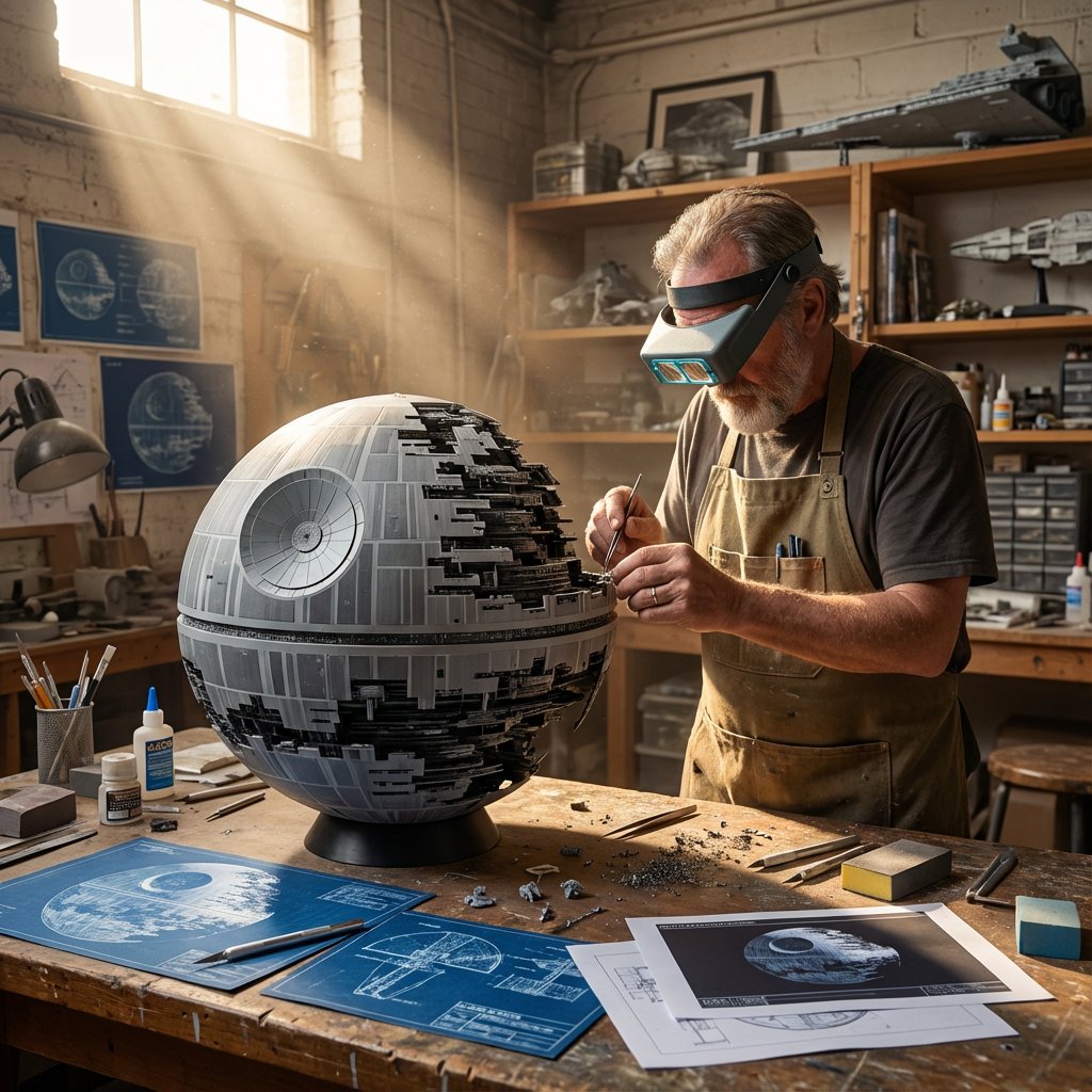 Death Star Model in a Model Maker's Studio