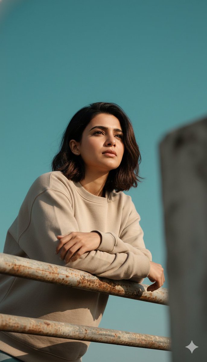 Cinematic Low-Angle Portrait in an Outdoor Urban Setting