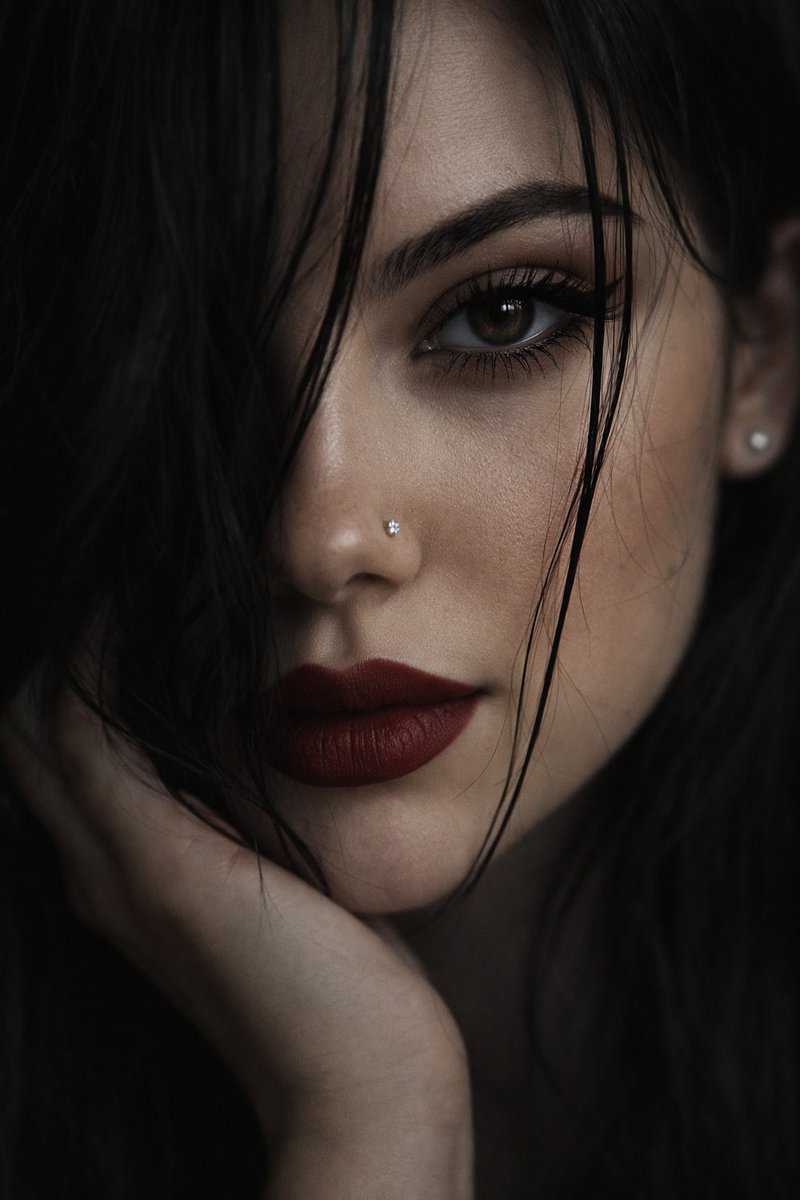 Mysterious and Intense Close-up Portrait of a Woman