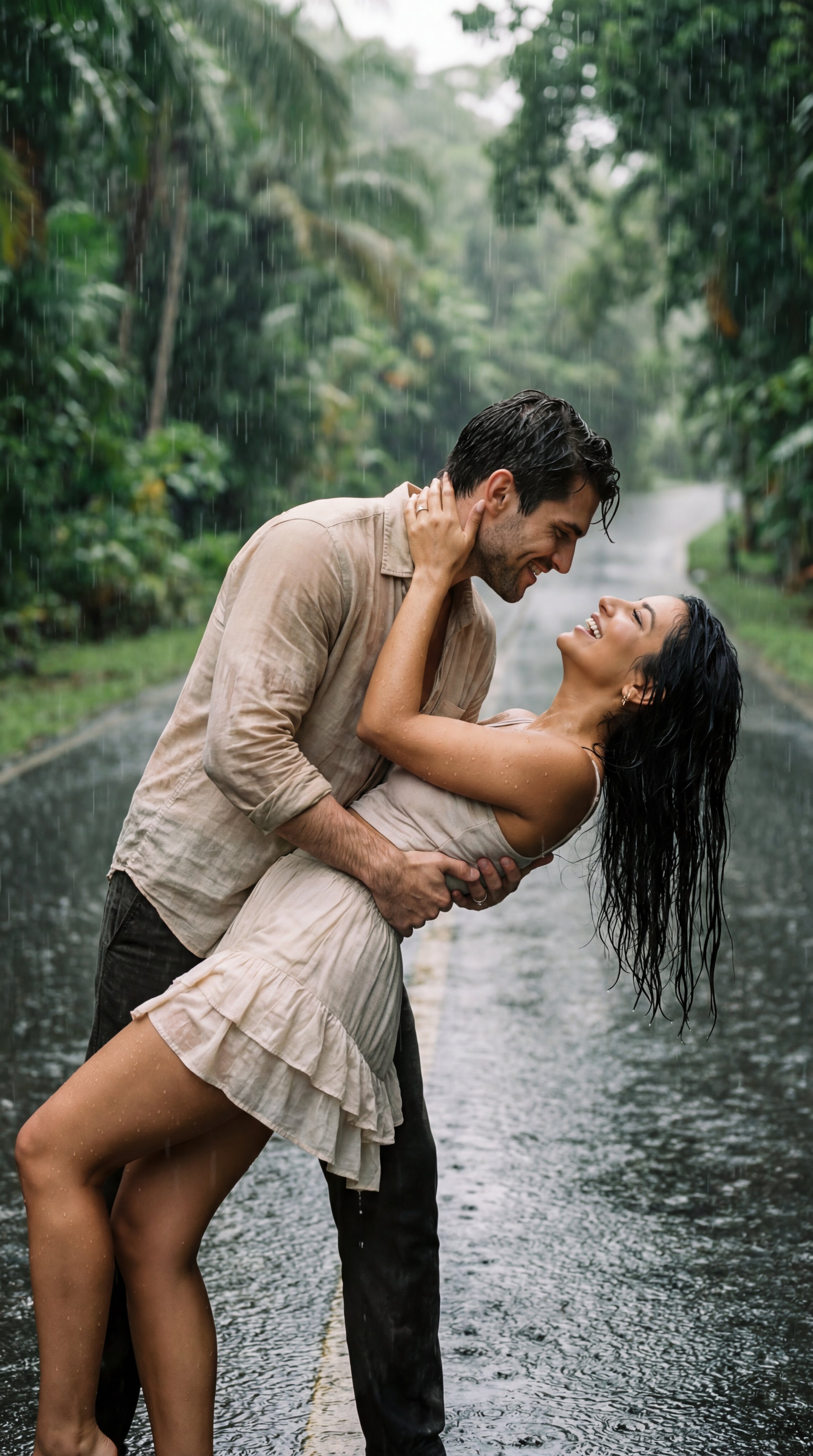 Tropical Forest Romance Photography in Rain