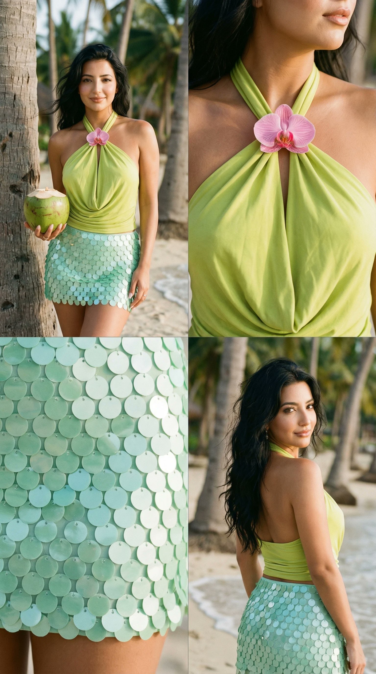 Tropical Beach Fashion Collage